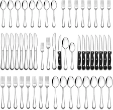 24 Piece Flatware Silverware Set for 4 Stainless Steel Cutlery Utensils Kitchen 