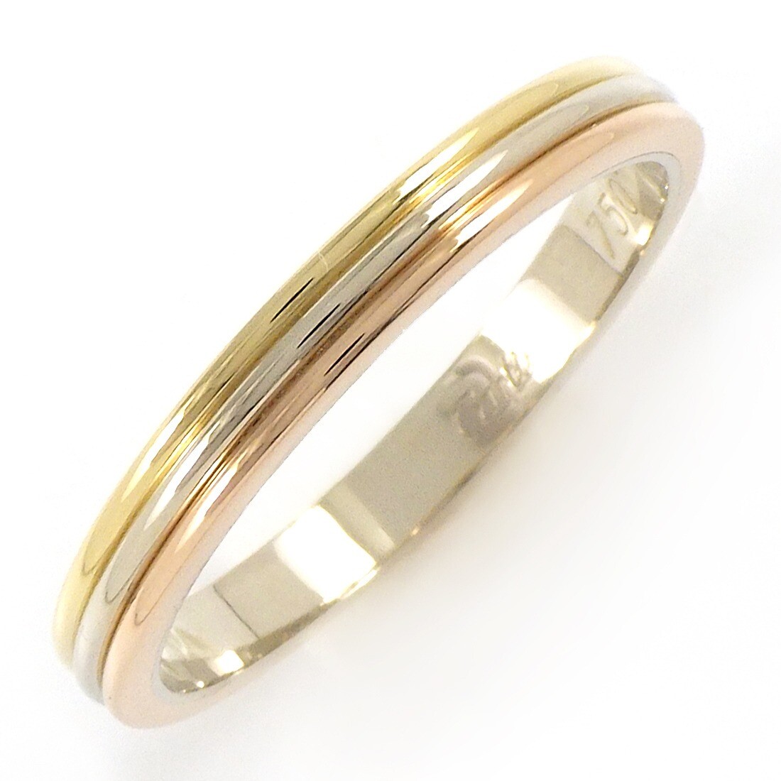 Cartier Vendome Louis 750 Tri-Color Gold Wedding Band Ring Size US9 #60-image