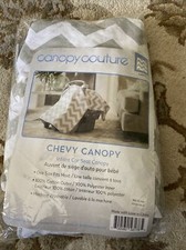 NEW Infant Carseat Canopy Gray White Chevron Soft Warm Cover One Size Fits Most