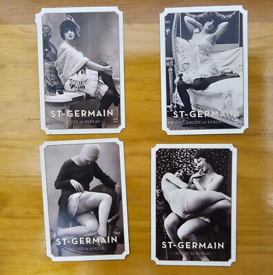 ST GERMAIN cocktail liqueur PostCard set Promo Print Ad retro lingerie