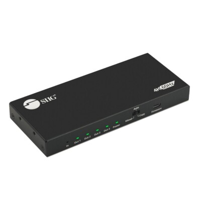 SIIG 4-Port HDMI 2.0 HDR Splitter – 1x4, EDID, Downscaler, HDCP 2.2, CE-H26C11-S1
