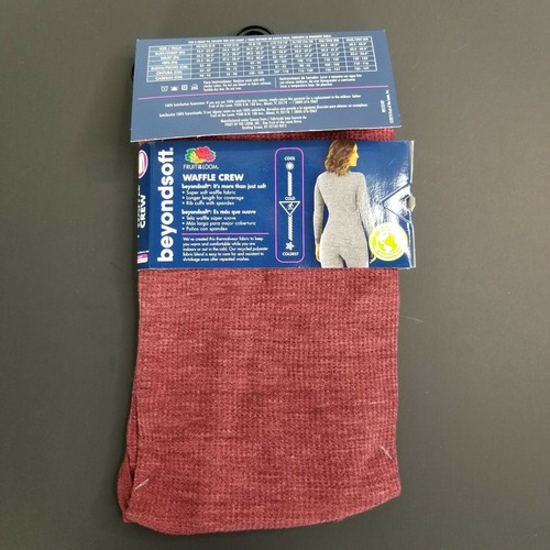 Fruit Of The Loom Beyond Soft Thermal Waffle Crew Top Merlot Maroon Size XS New - Picture 4 of 5