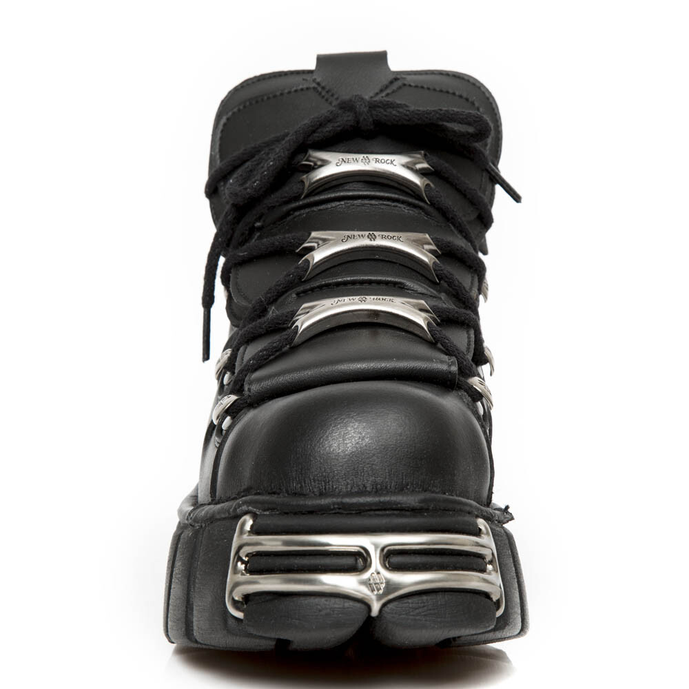 New Rock Boots M-106-VS1 Unisex Metallic Black Vegan Leather