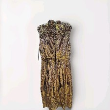 CLOVER AND SLOAN Gold Black Sequin Prom Dress Size 14