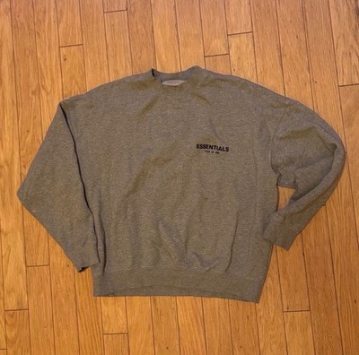 Essentials Fear of God Gray Logo Fleece Crewneck Sweatshirt Men's Size