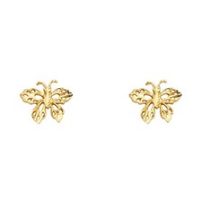 NEW 14K YELLOW GOLD SMALL BUTTERFLY POST EARRINGS