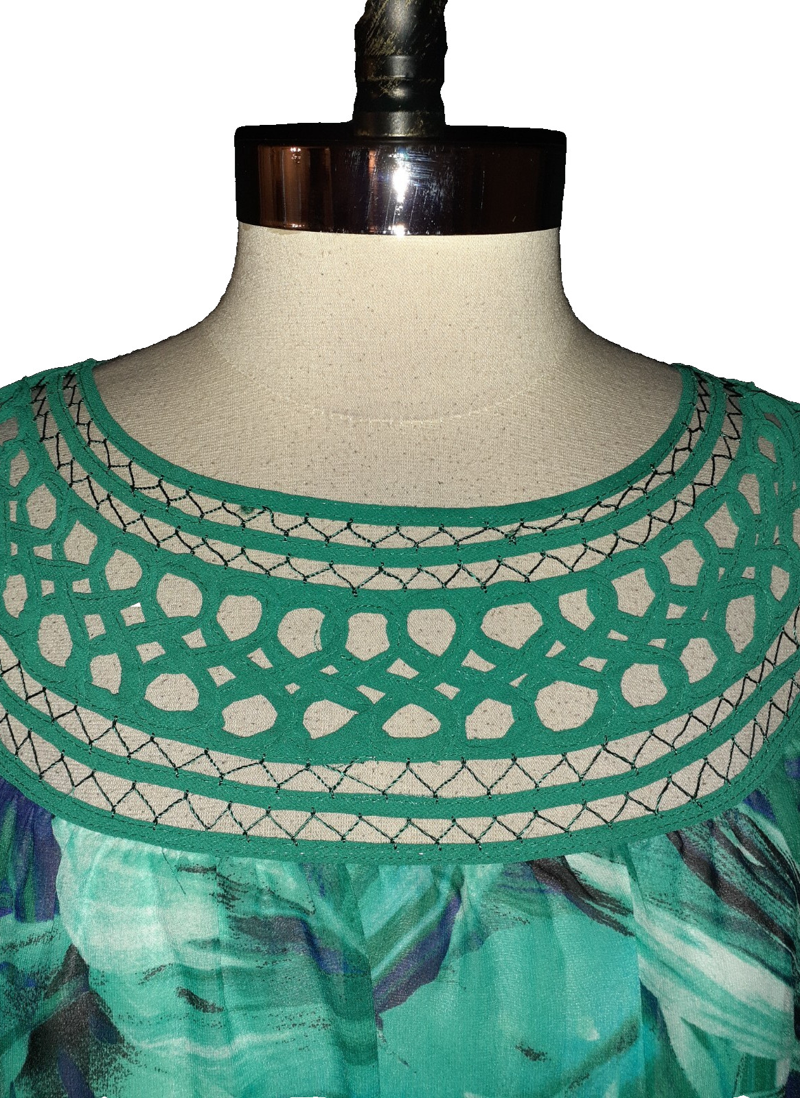 SOMA Size XL Shift Dress Green Blue Tropical Leaves Sleeveless