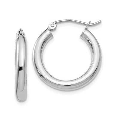 14 Karat Weißgold Creolen Damen rund poliert minimalistisch elegant Alltag