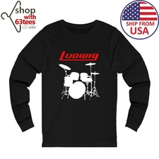 Ludwig Drums Cymbals Men's Black Size S to 2XL
