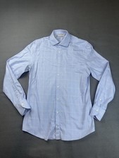 Suitsupply Shirt Mens Blue Plaid Slim Fit Long Sleeve Egyptian Cotton 39 15.5
