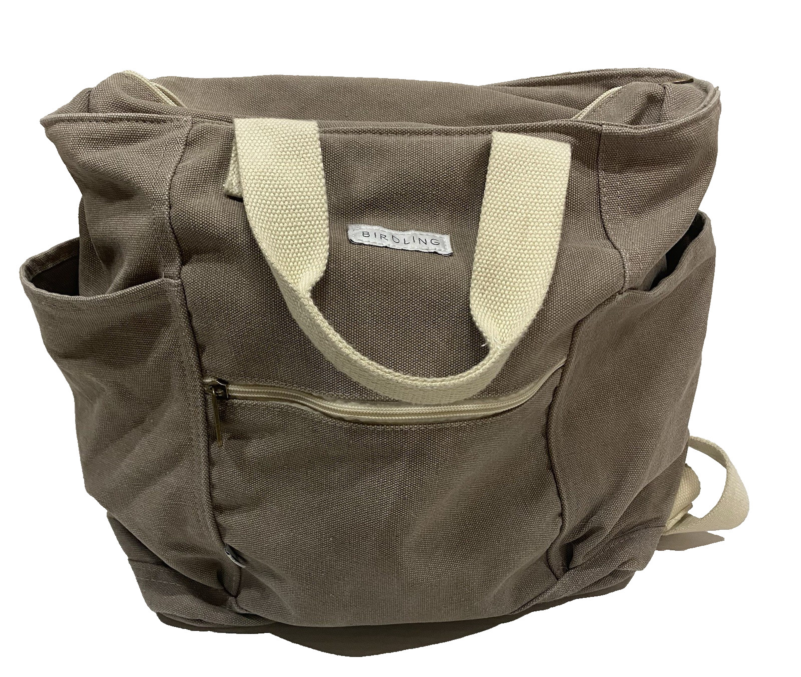 Birdling Canvas Diaper Backpack Gray Backpacker Carryall with Bottle Pocket