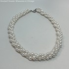 Silver Tone Faux Pearl Triple Strand Twisted Necklace 26.7g — photo 3