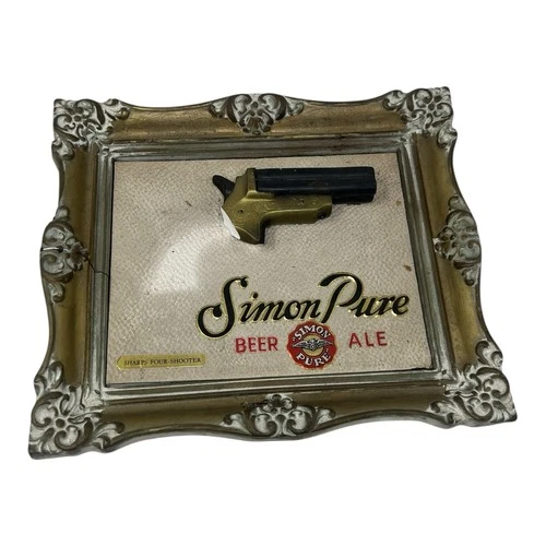 Vintage Simon Beer Advertising Sign Rare Antique Gun Series Buffalo NY READ