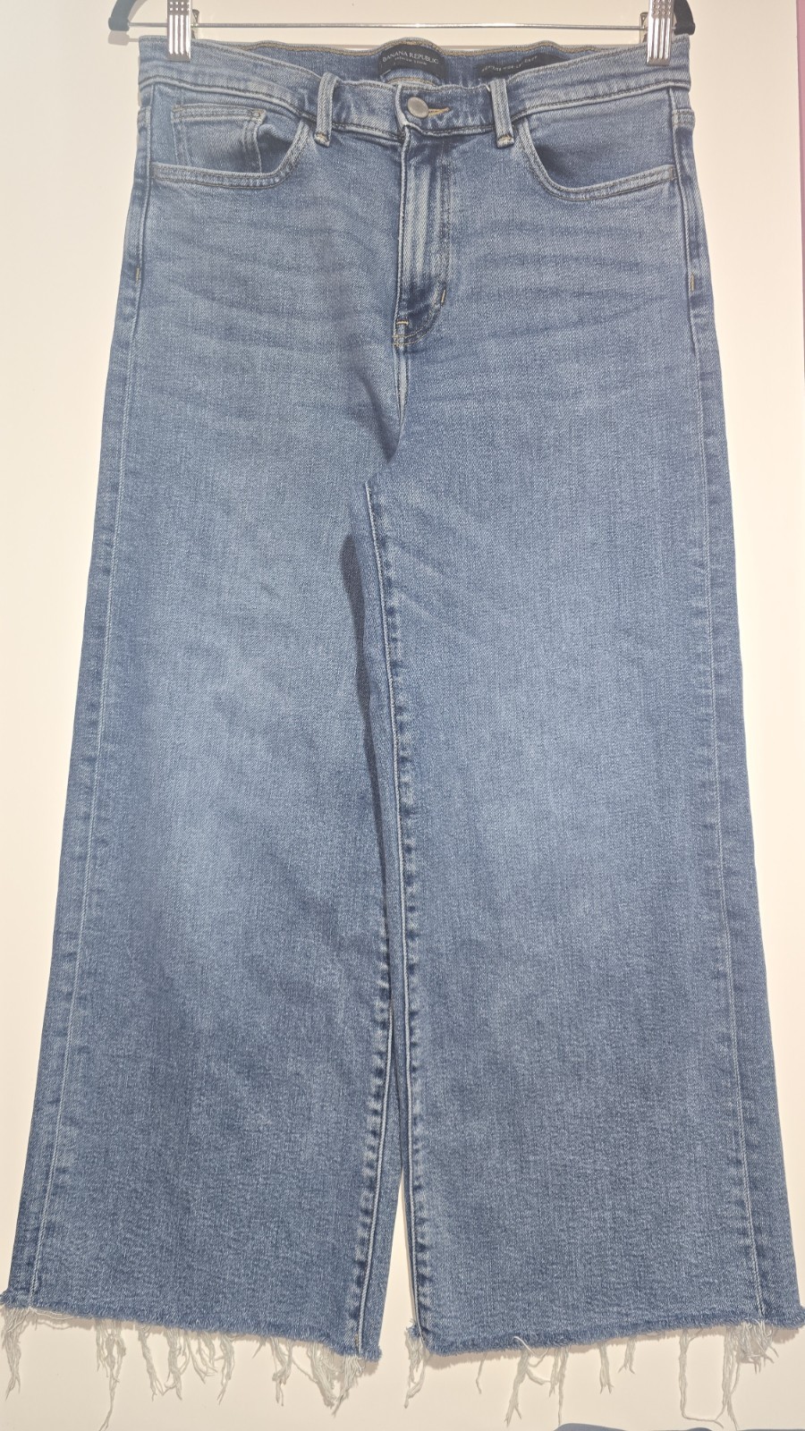 Banana Republic High Rise Wide Leg Jeans Womens 27 Blue Denim Raw Hem 26x30 New