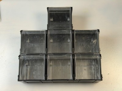 Interlocking Stackable & Wall Mountable Bin with Tilt Down Drawer, Black/Clear