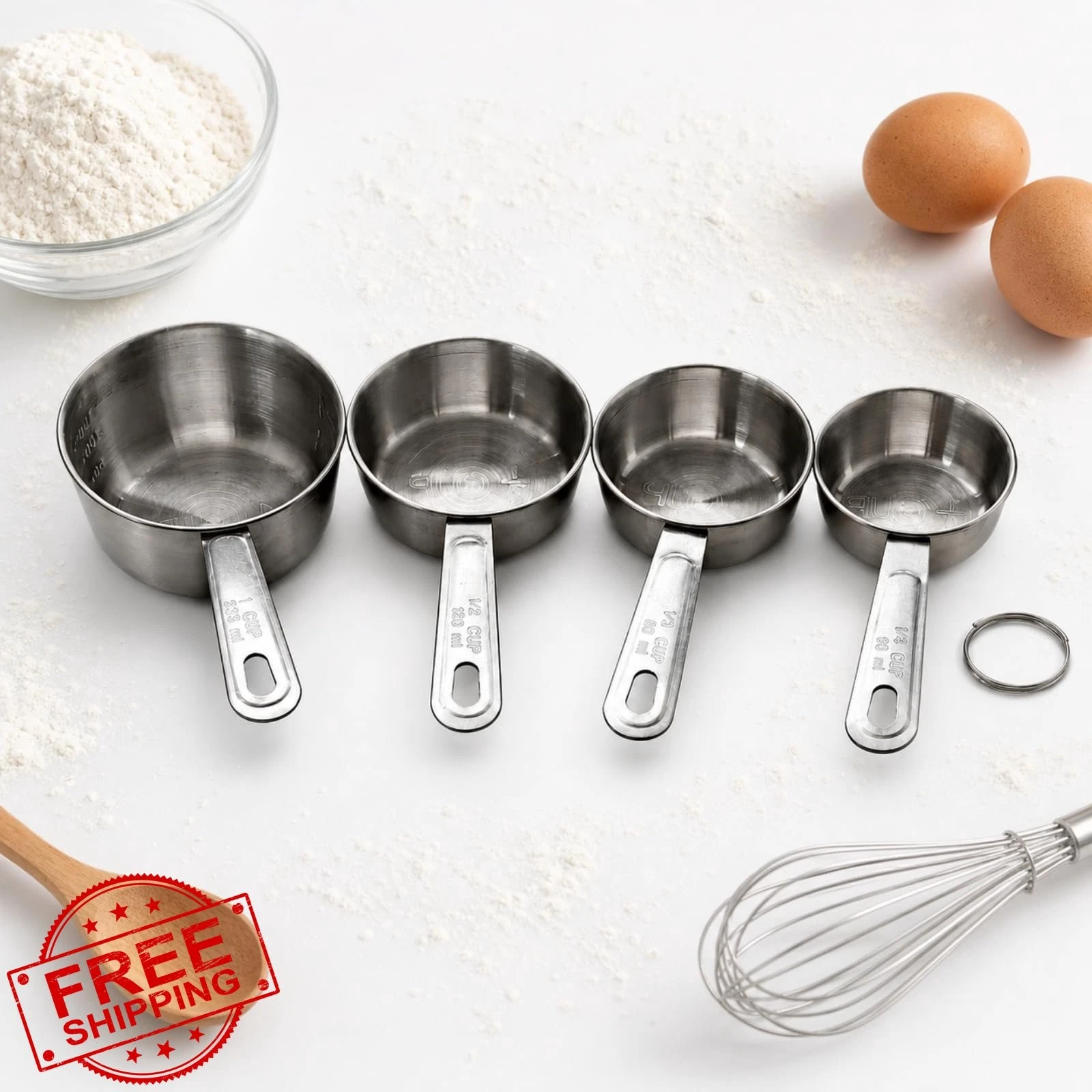 Afwqm Stainless Steel Measuring Cups Set 4