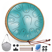 Steel Tongue Drum 14 Inch tongue drum 15 note C Major panda drum malachitegreen
