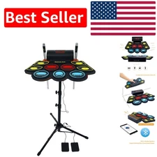 Deluxe Electronic Drum Pad for Kids - Rechargeable, 9 Pads & Dual Speakers