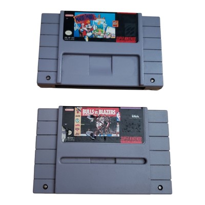 Super Nintendo SNES Games Bulls vs Blazers & Mario Paint Tested Authentic
