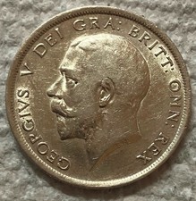 1916 GREAT BRITAIN UK - HALF 1/2 CROWN - GEORGE V - .42 Oz AU / UNC .925 SILVER 1.60 per troy oz