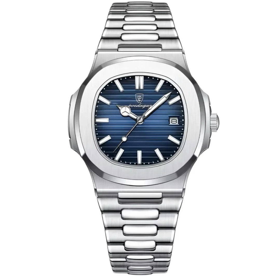 LN LENQIN Orologi da uomo in acciaio inossidabile impermeabile con data, orologio analogico al quarzo, orologi da polso per uomo