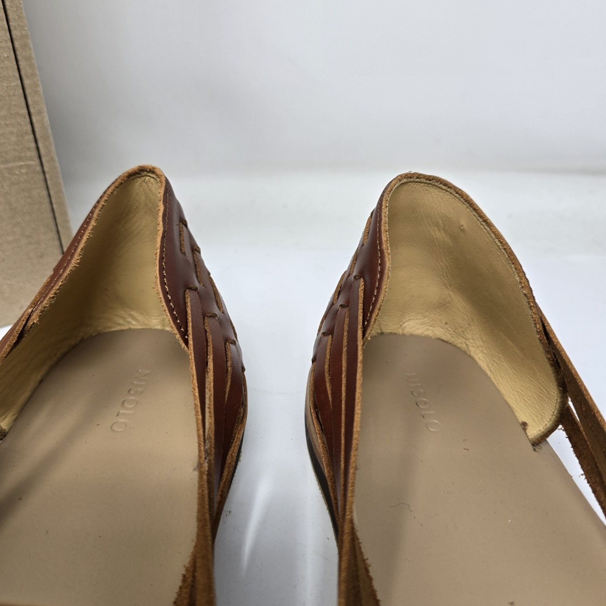 New Nisolo Mens 12.5 Huarache Leather Sandal Brandy Slip On  display picture 1
