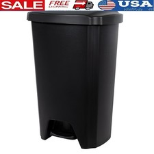 Plastic Step Trash Can 13 Gallon Indoor Kitchen Waste Bin Soft Close Feature New
