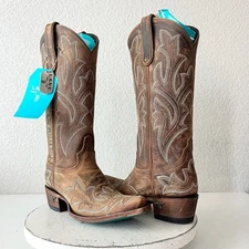 NEW Lane SARATOGA Womens Cowboy Boots 6 Brown Leather Western Cowgirl Mid Calf