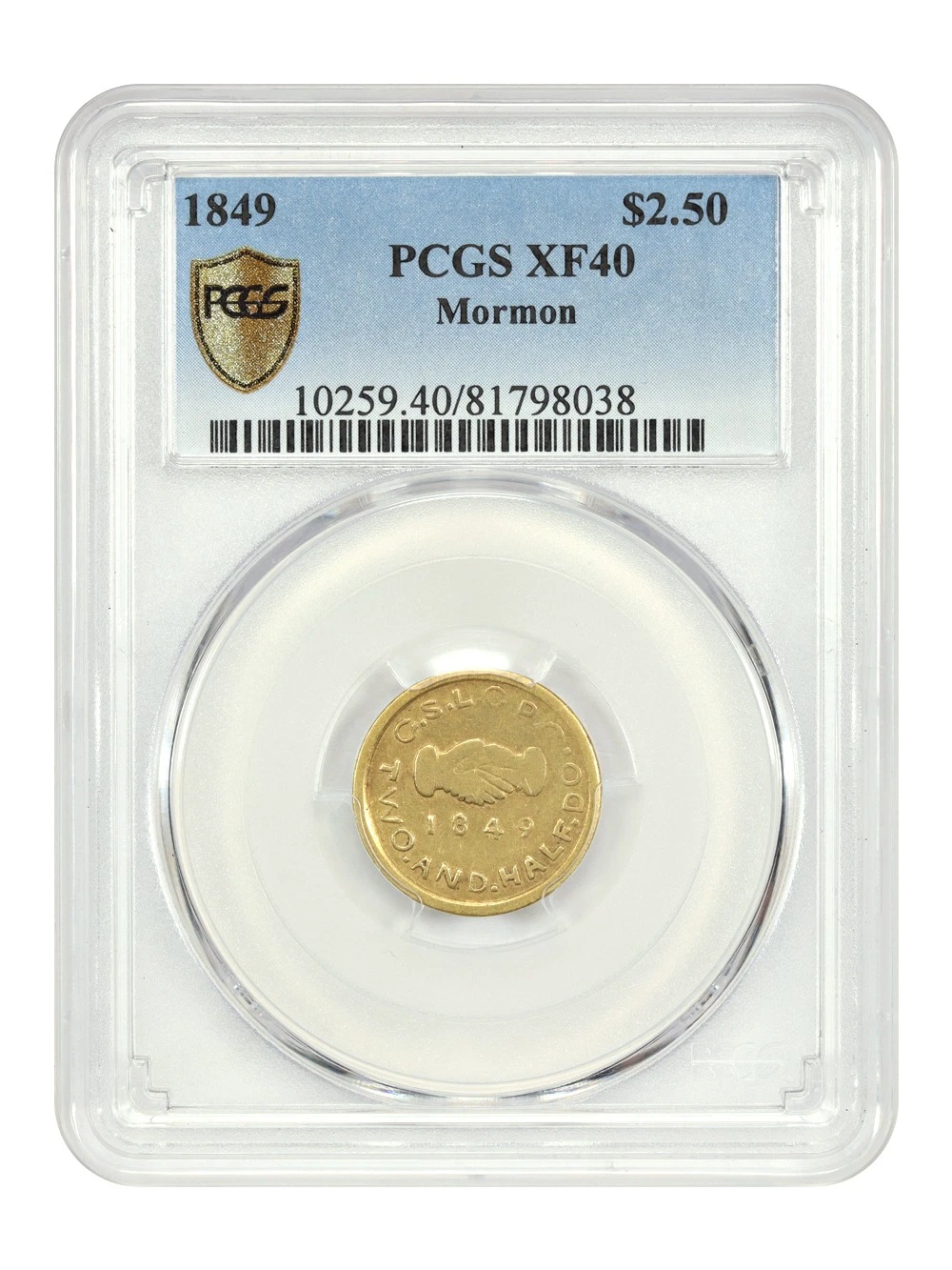 1849 $2.50 Mormon PCGS XF40 - Mormon Gold (Utah)