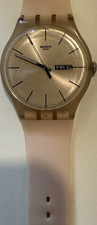 Swatch Pink Silicone Quartz Wristwatch Beige ...