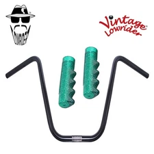 Original Lowrider 13" 22.2 D Handlebar Black 120mm Grips Sparkle/Green