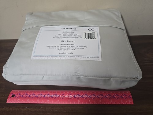 New Concierge Collection Full Sz 100% Cotton 6pc Sheet Set Gray/Silver - Picture 2 of 3