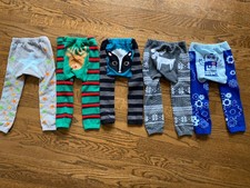 Toddler Boys Clothing Lot - 5 Doodle Pants Size Medium - Skunk Moose Robot Stars