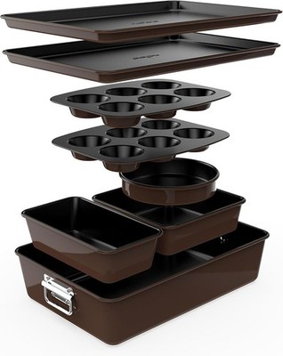 Premium 8 Piece Non-Stick Baking Mould Set   Stackable Oven Bakeware Collection