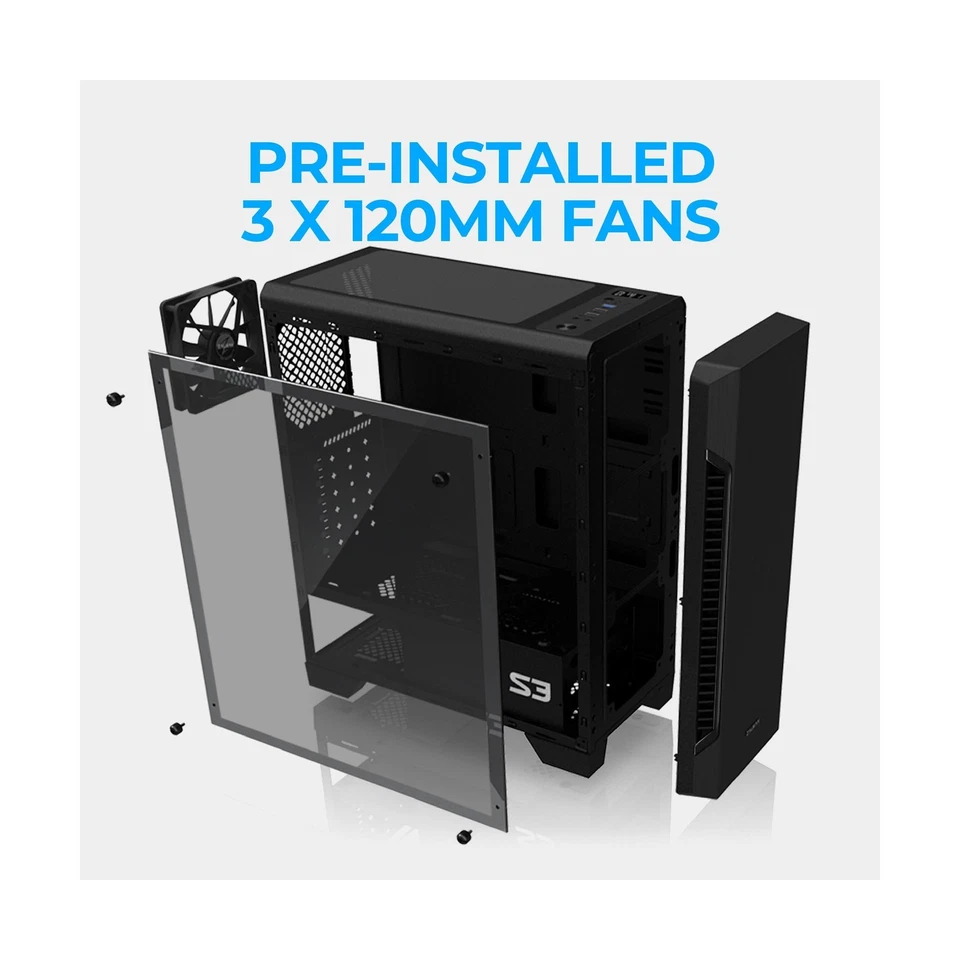 Zalman - S3 - ATX Mid-Tower PC Case - Full Acrylic Side Panel - 3x Case Fan 1... - Image 3 of 4