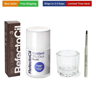 RefectoCil Hair Tinting Kit Includes Cream Hair Dye + Liquid Oxidant 3% + Mix...
