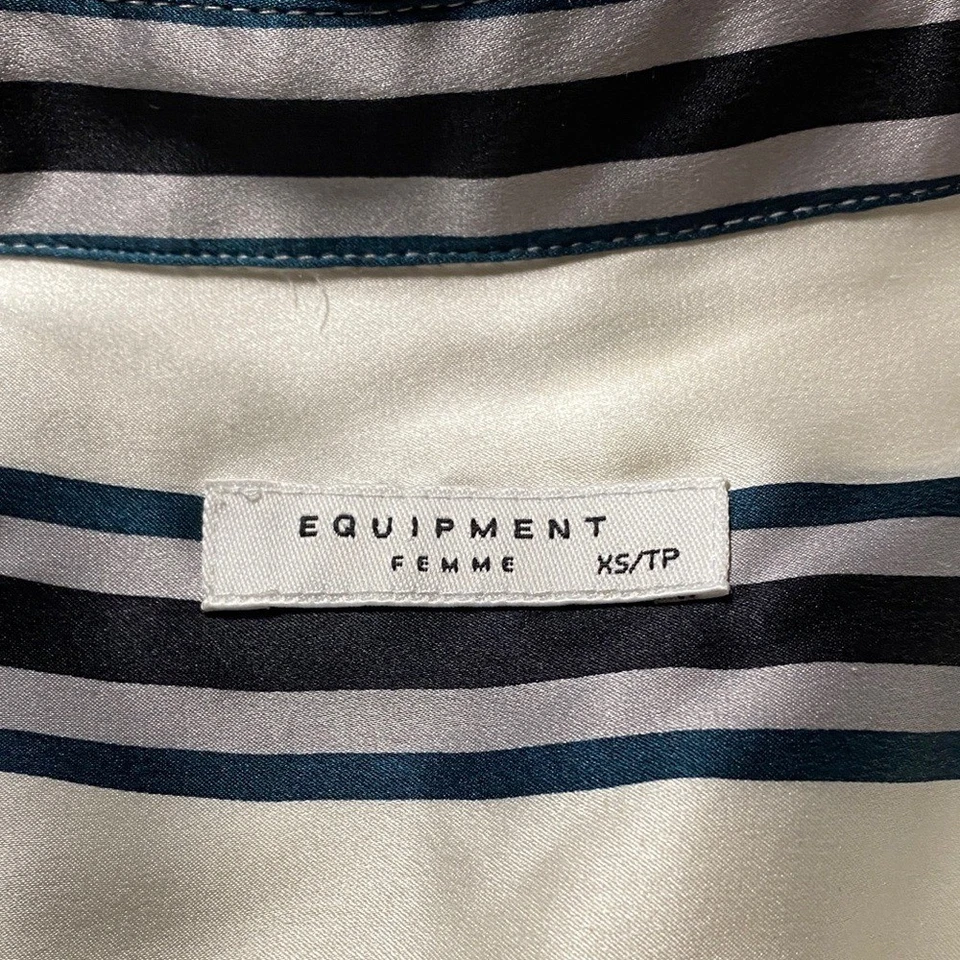 Blusa Equipment Mujer Seda Rayas Cuello Abotonada Talla Xs Manga Larga Foto 3 de 4
