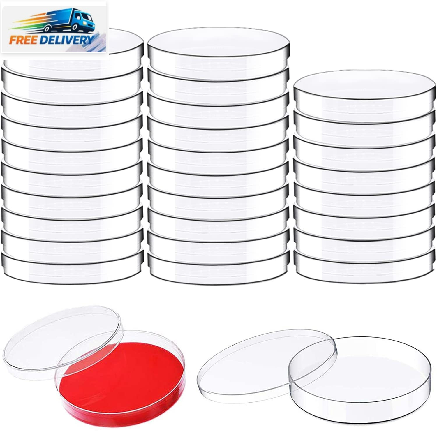 30 Pack 90 X 15Mm Plastic Bioresearch Sterile Petri Dishes with Lids