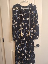 Karen Kane Blue Midi Dress With Embroidered Flowers Size Large