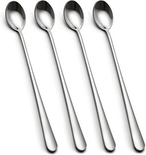 Long Handle Ice Tea Spoons, 9-Inch Coffee Ice Cream Stainless Steel Cocktail Sti