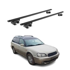 Barre portatutto portapacchi base per Subaru Outback mk2 1999-2003 90kg alluminio nero 2x ABE