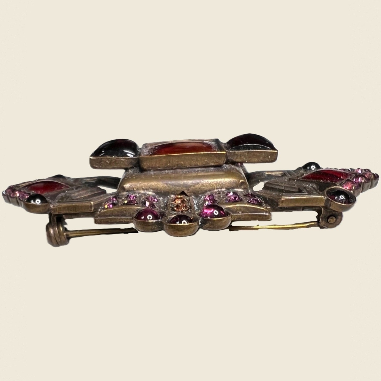 Signed Sorrelli Geometric Statement Brooch Brass … - image 4