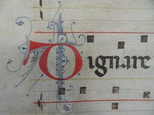 LARGE PARCHMENT MANUSCRIPT ANTIPHONARY SHEET MUSIC 1350 GOTHIC GOTHIC MANUSCRIPT