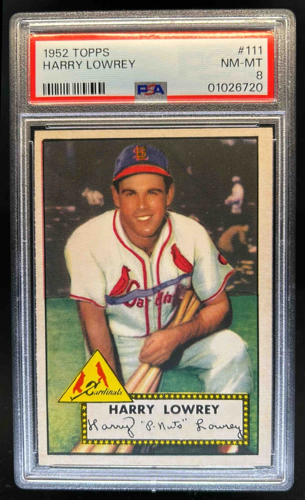 1952 Topps Peanuts Lowrey #111 Cardinals PSA 8