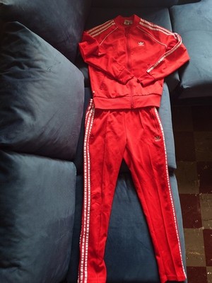 Adidas Women s SST Tracksuit Red Sweatshirt Originals Trefoil Both Uk Size 10