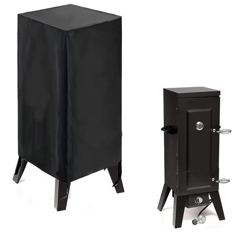 Black Large Smoker Cover Rectangle Polyester 21Lx21Wx44H Weather/Water Resistant