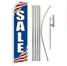 Sale Advertising Swooper Feather Flutter Flag  Pole Kit PATRIOTIC Sale Flag