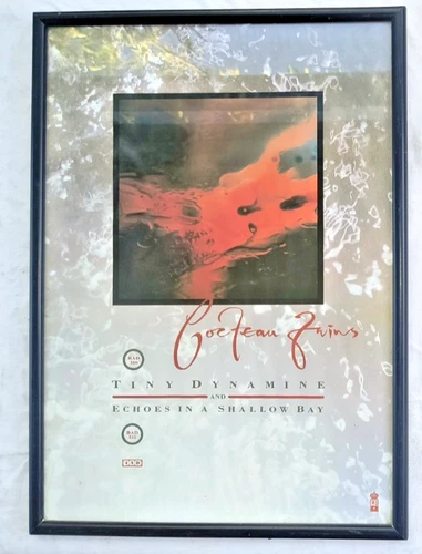 COCTEAU TWINS "TINY DYNAMINE" RARE ORIG 1985 4AD RECORDS FRAMED POSTER