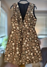 Alice & Olivia Copper Brown Mini Party Dress Sz 6 Flare Pockets