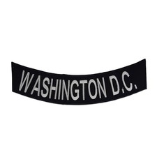 WASHINGTON D.C. Rocker Patch - 11" x 2.75" Large Black & Silver Biker Vest DIY